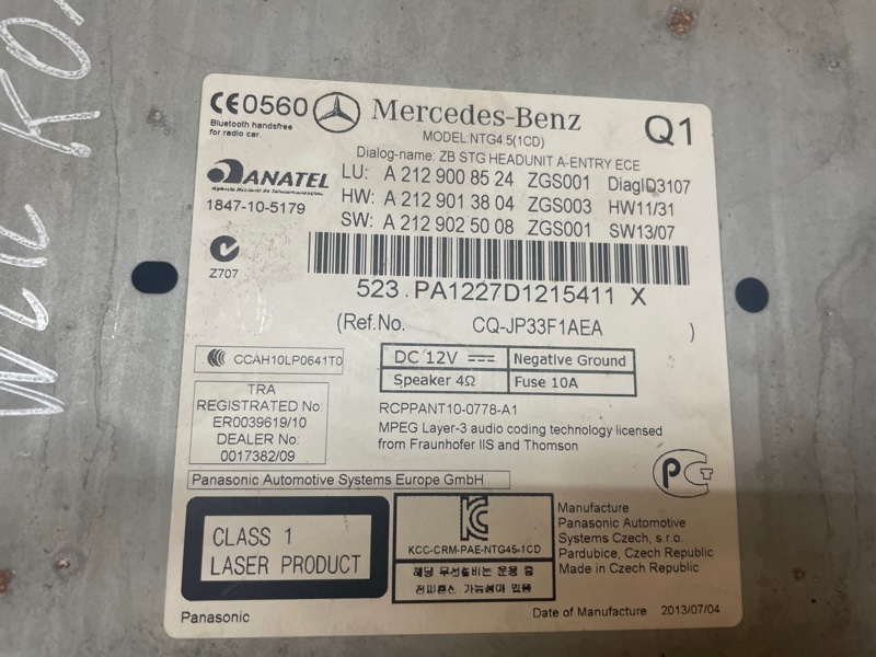 Магнитола MERCEDES-BENZ E-Class 2014 W212