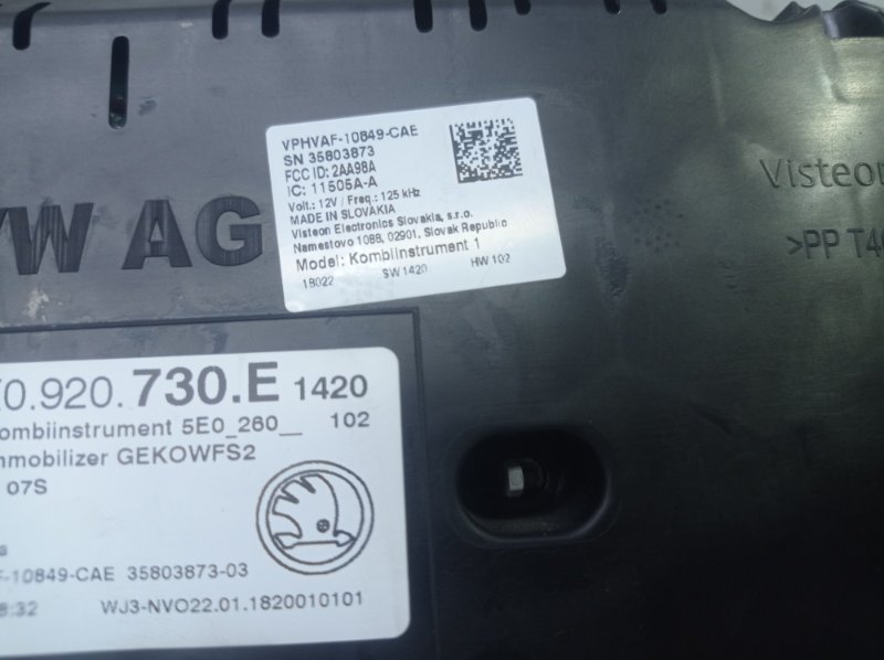 Панель приборов Skoda Octavia 2018 A7