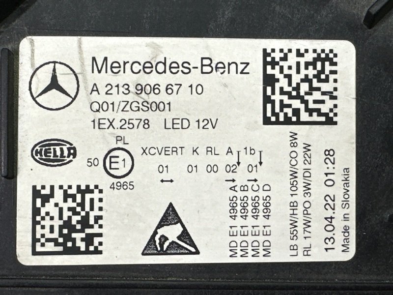Фары передние Mercedes-Benz E-Class 2022 W213