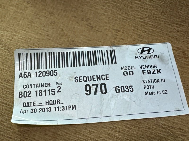 Обшивка потолка Hyundai i30 2013