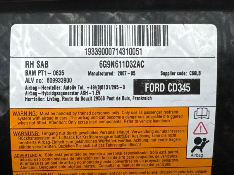 Подушка безопасности в сиденье Ford Mondeo 4