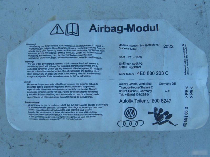 Модуль подушки безопасности Audi A8 D3
