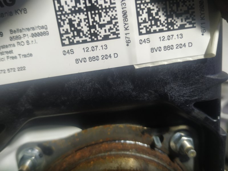 Подушка безопасности пассажира Audi A3 2013 8V hatchback