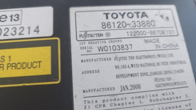 Магнитола Toyota Camry 2008 ACV 40