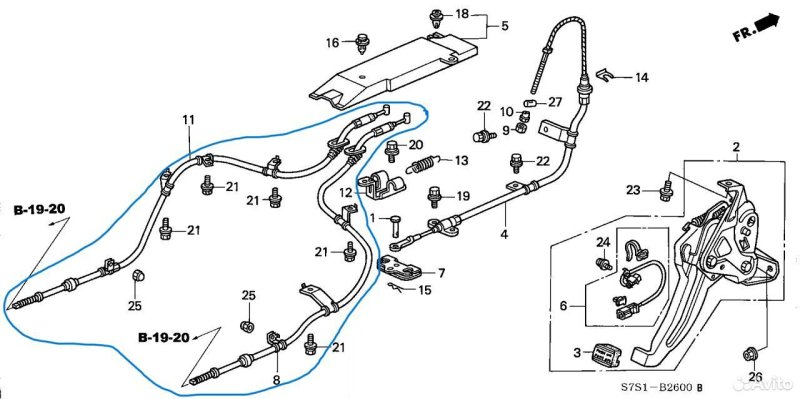 Трос стояночного тормоза Honda Stepwgn 2001-2005 RF3