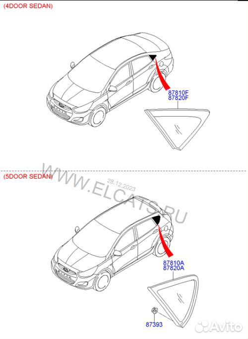 Угловая накладка стекла двери Hyundai Solaris