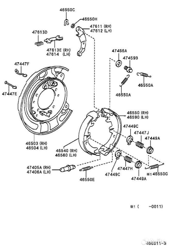 Колодки стояночного тормоза Toyota Estima