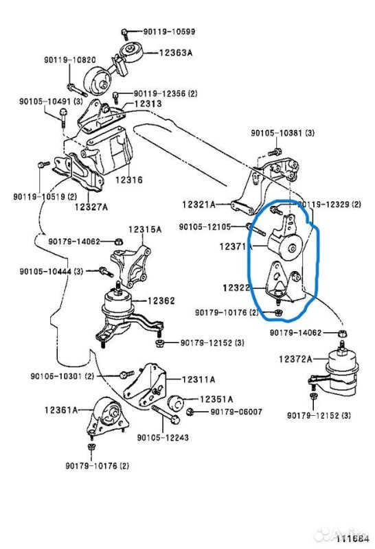 Подушка ДВС Toyota Estima