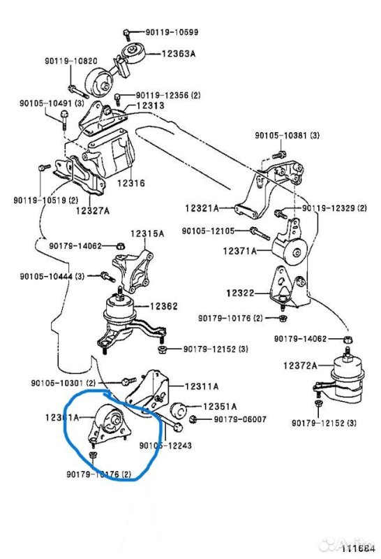 Подушка ДВС Toyota Estima