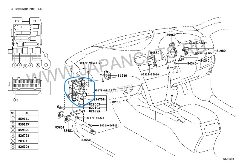 Блок предохранителей салонный Toyota Camry 2007 ACV40