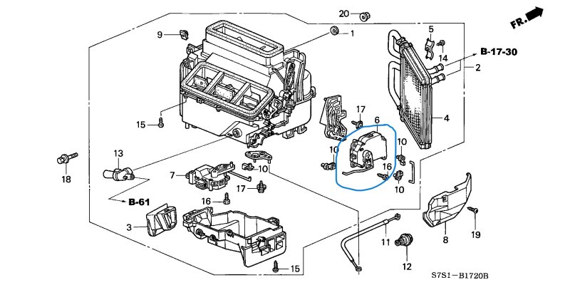 Сервопривод заслонки печки Honda StepWgn 2003 RF3