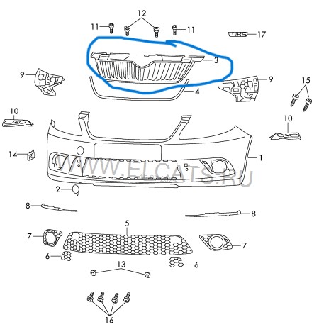 Решетка Skoda Fabia 2010-2015