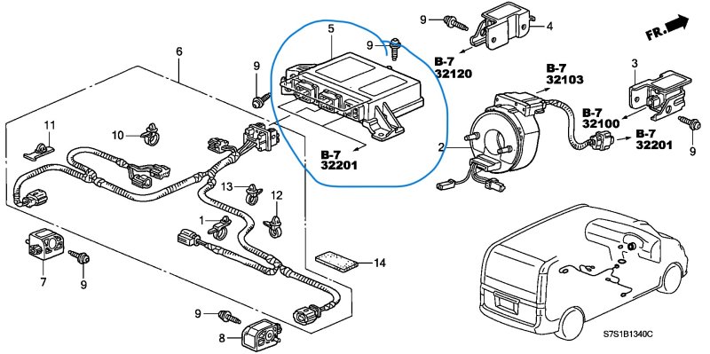 Блок управления AirBag Honda StepWgn 2003 RF3