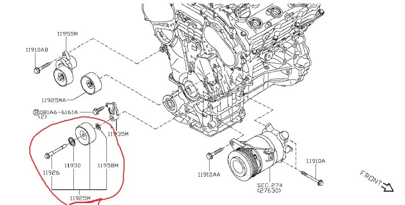 Ролик натяжной навесного оборудования NISSAN TEANA 2008 J32