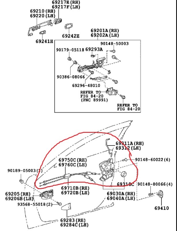 Замок двери Toyota Camry 2008 ACV40