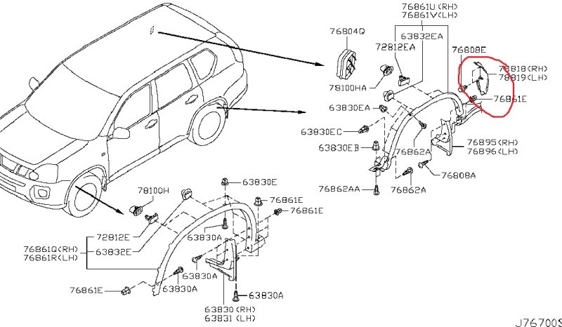 Подкрылок NISSAN X-TRAIL 2009 DNT31