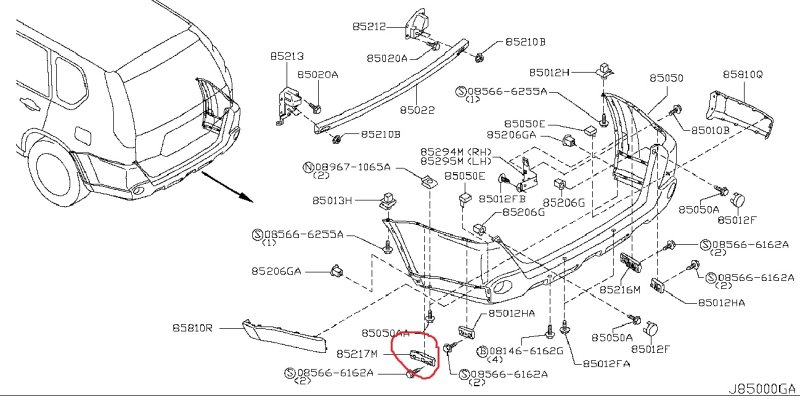 Кронштейн бампера NISSAN X-TRAIL 2009 DNT31