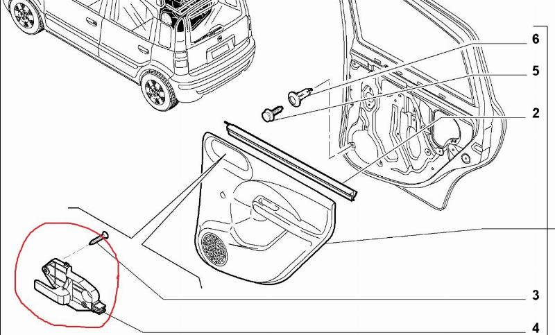 Ручка двери внутренняя FIAT PANDA 2006 169
