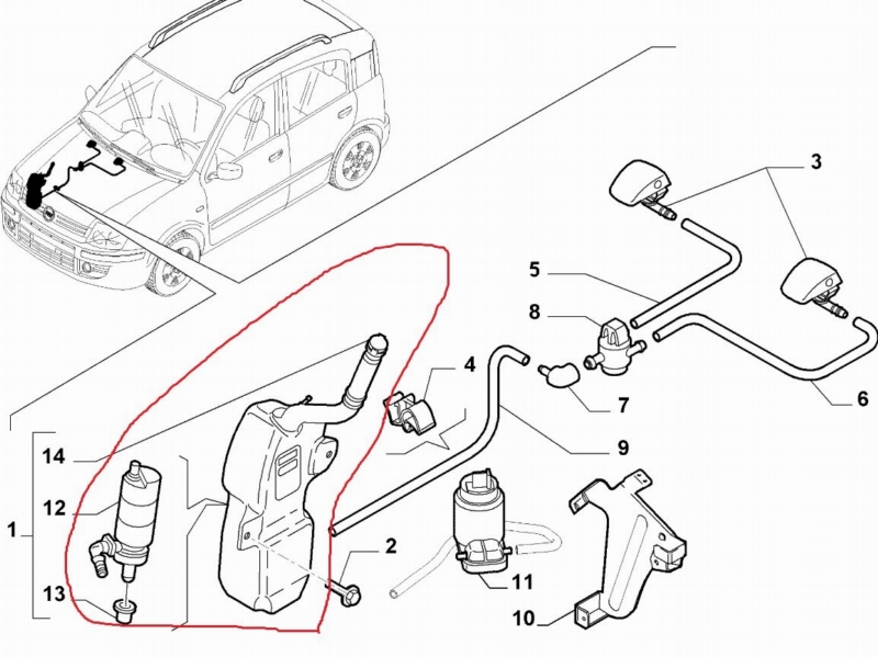 Бачок омывателя FIAT PANDA 2006 169