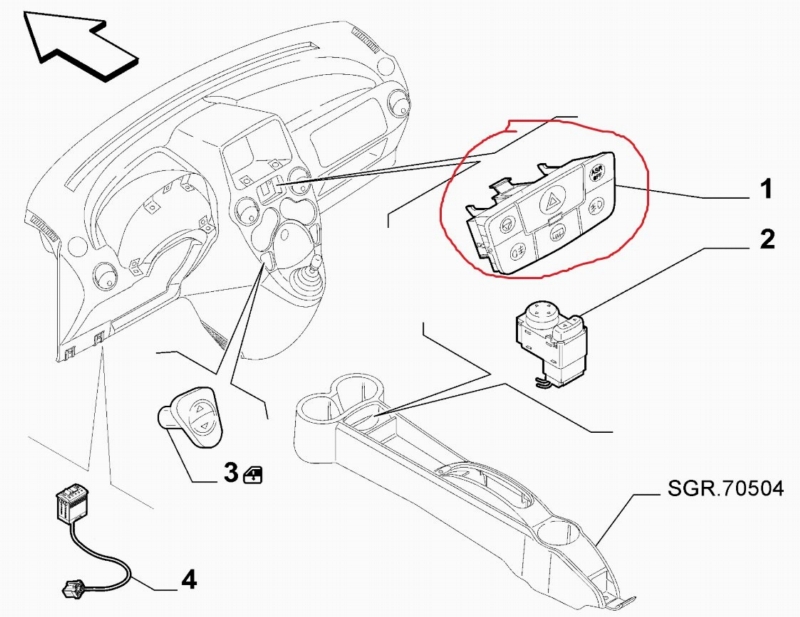 Кнопка аварийной сигнализации FIAT PANDA 2006 169
