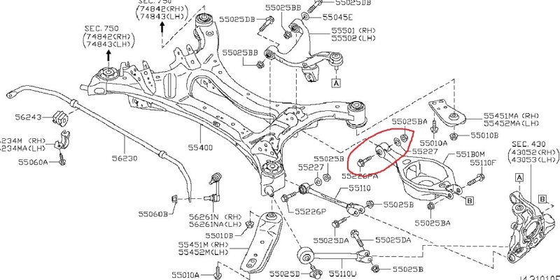 Болт развальный NISSAN TEANA 2008 J32