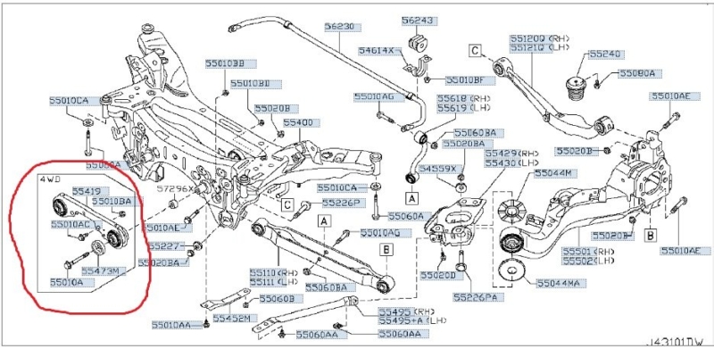 Кронштейн редуктора NISSAN X-TRAIL 2009 DNT31