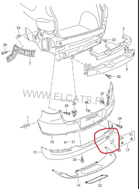 Заглушка буксировочного крюка Volkswagen Tiguan 2007-2011