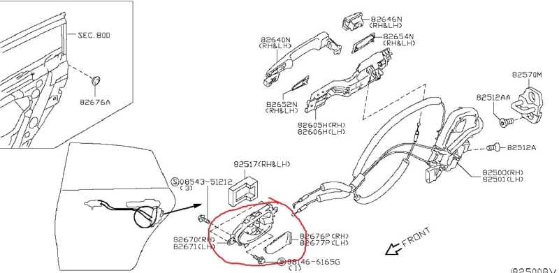 Ручка двери NISSAN TEANA 2008 J32