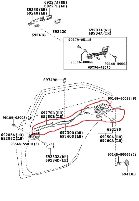 Замок двери Toyota Camry 2008 ACV40