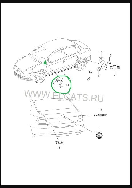 Накладка стойки двери Volkswagen Polo 2009-2020