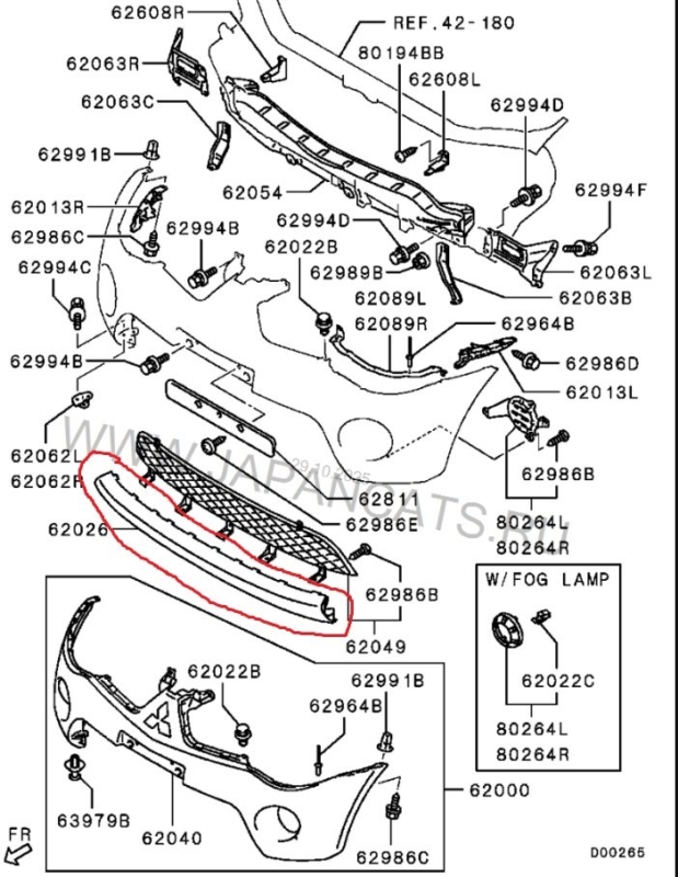 Накладка бампера MITSUBISHI Pajero sport 2 2008-2013