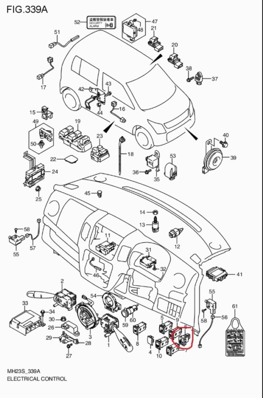 Переключатель коррекции наклона передних фар Suzuki Wagon R 2010 MH23S