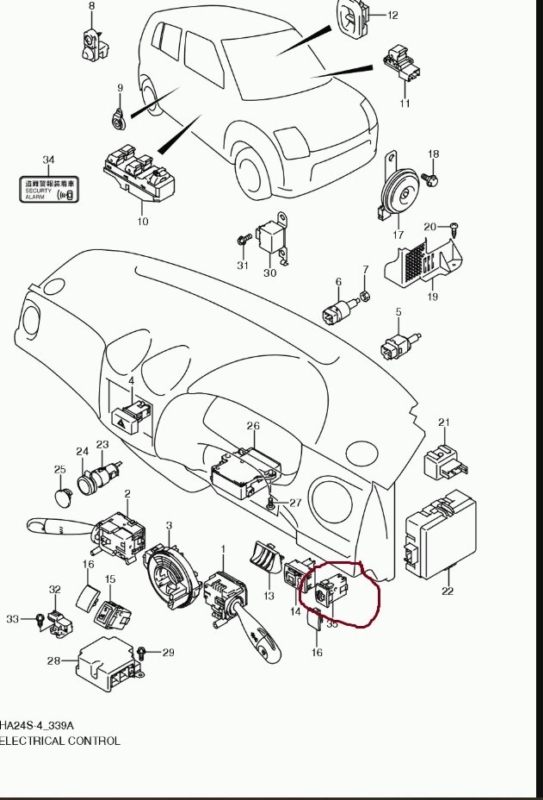 Переключатель коррекции наклона передних фар Suzuki Alto 2008 HA24S