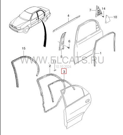 Уплотнитель двери Chevrolet Lanos