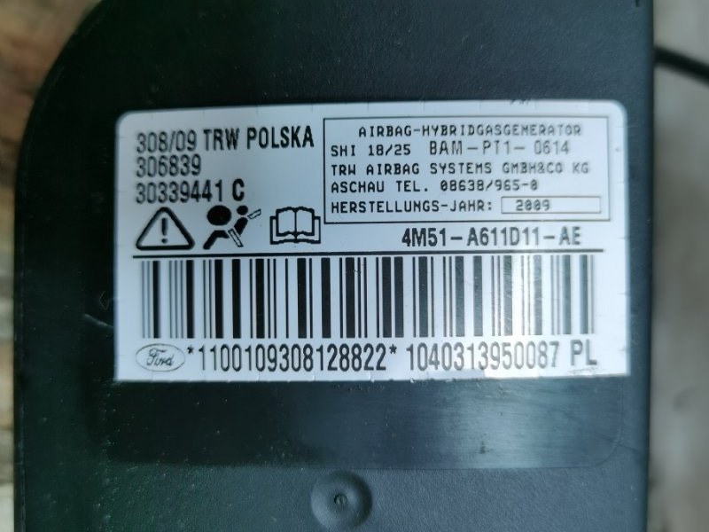 Подушка безопасности в сиденье FORD FOCUS 2 РЕСТАЙЛИНГ 2010 Хэтчбек