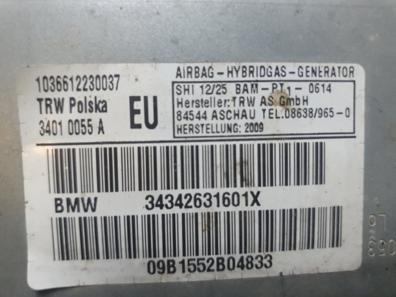 Подушка безопасности (Airbag) BMW X3 2009 E83