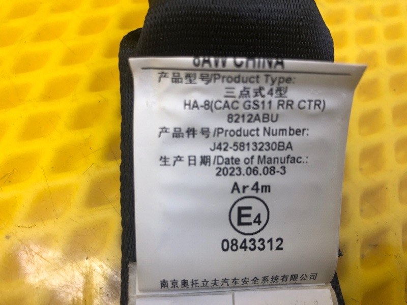 Ремень безопасности задний центральный KAIYI E5 2024 GS11