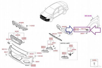 Кронштейн бампера переднего hyundai Solaris 2