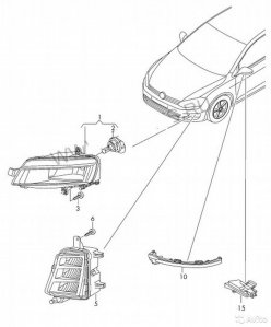 Vw golf 7 противотуманная фара левая h11