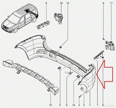 Бампер задний лада ларгус под окраску
