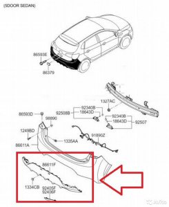 Kia rio хэтчбек накладка на задний бампер нижняя