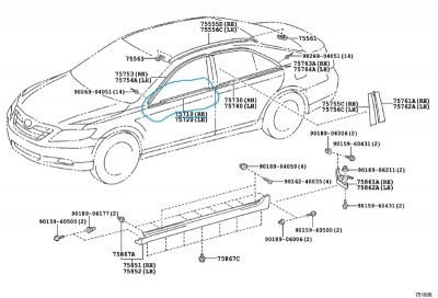 Бархотка двери Toyota Camry 2007 ACV40