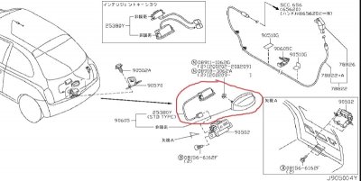 Ручка двери багажника NISSAN March 2009 BNK12