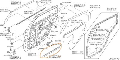 Уплотнитель двери NISSAN TEANA 2008 J32